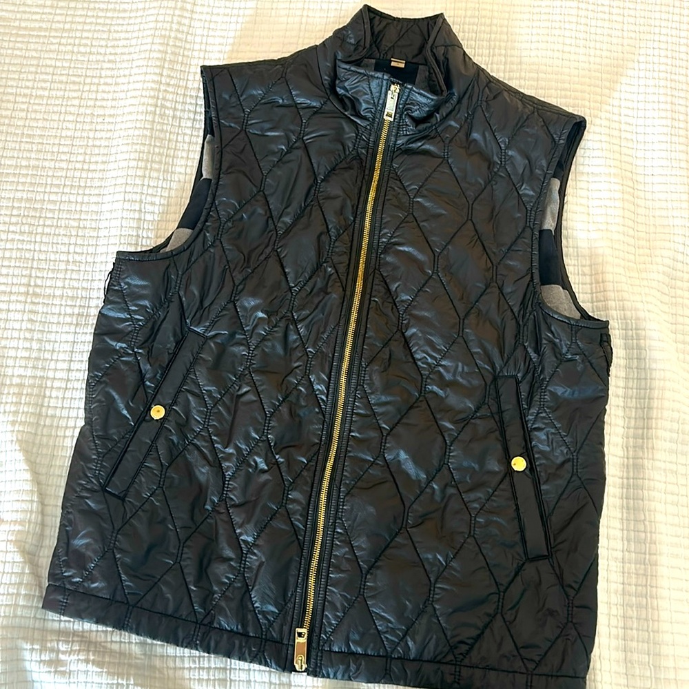 Burberry Black Quilted Vest with Gold Accents